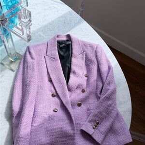 Zara Lilac Textured Blazer